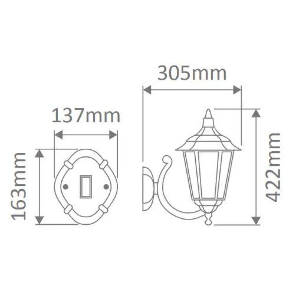 GT-1073 Chester Upward Wall Light - Powder Coated Finish / B22 - Black