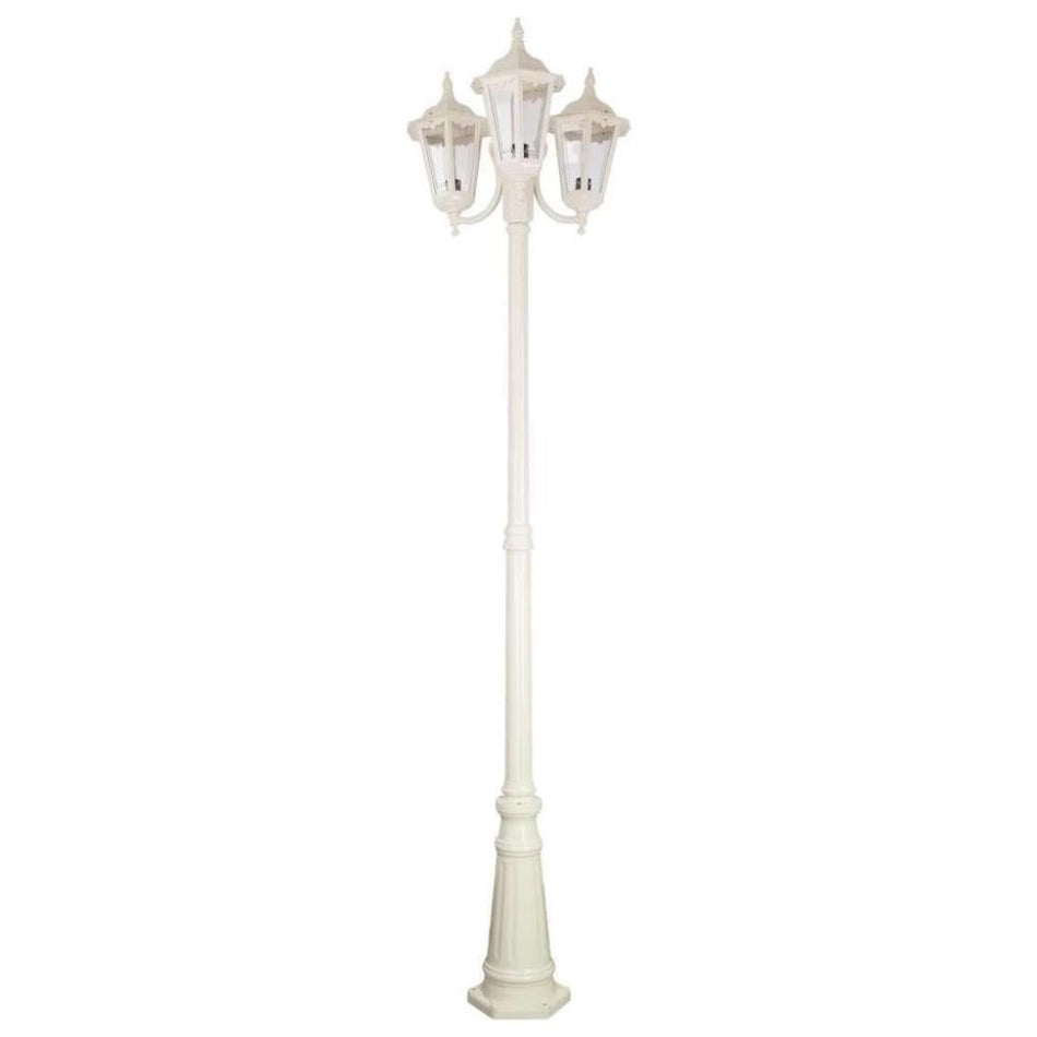 GT-1078 Chester Triple Head Curved Arm Tall Post Light - Powder Coated Finish / B22 - Beige