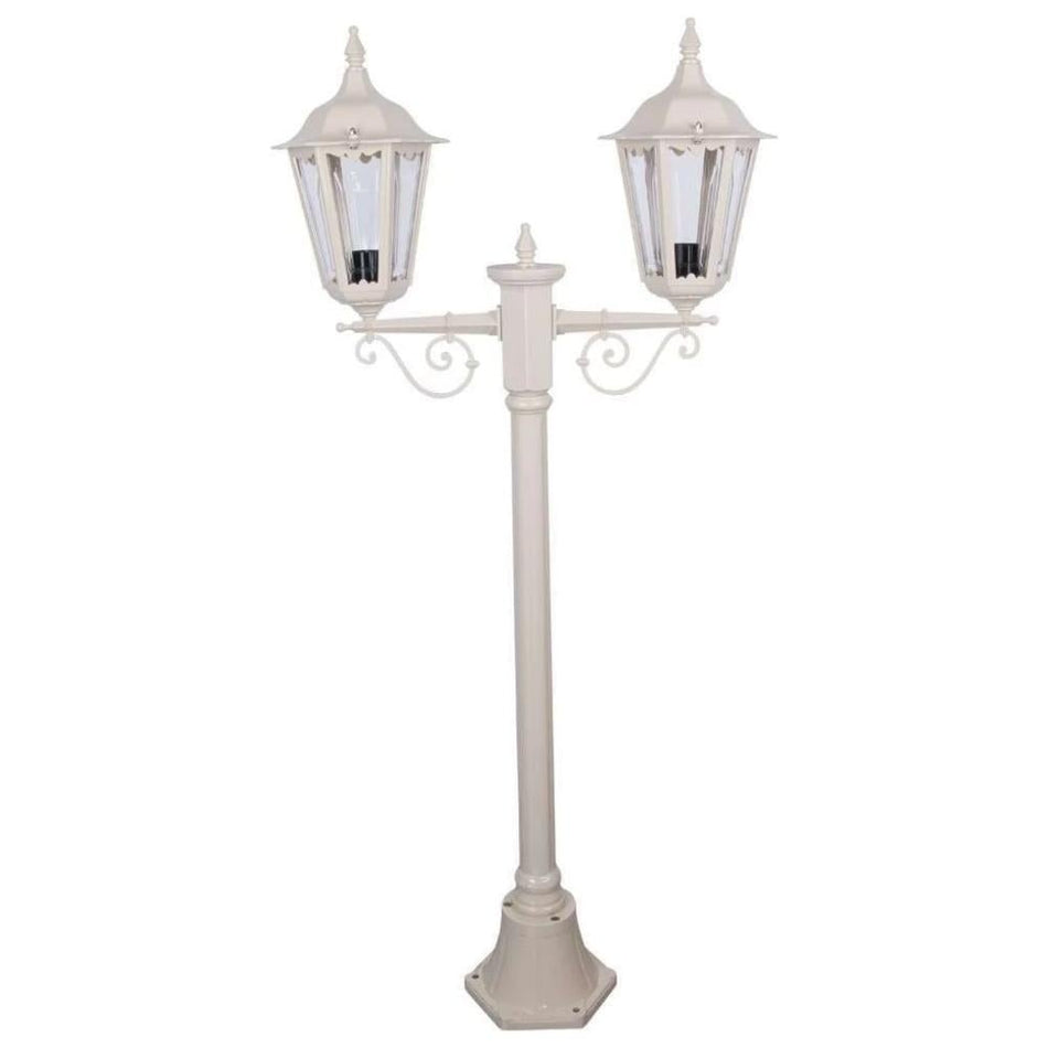 GT-135 Chester Twin Head Short Post Light - Powder Coated Finish / B22 - Beige