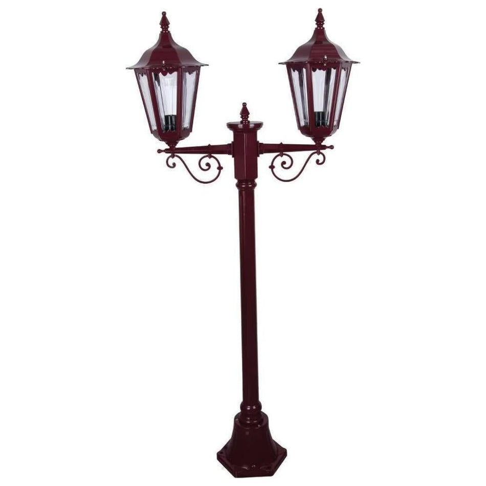 GT-135 Chester Twin Head Short Post Light - Powder Coated Finish / B22 - Burgundy