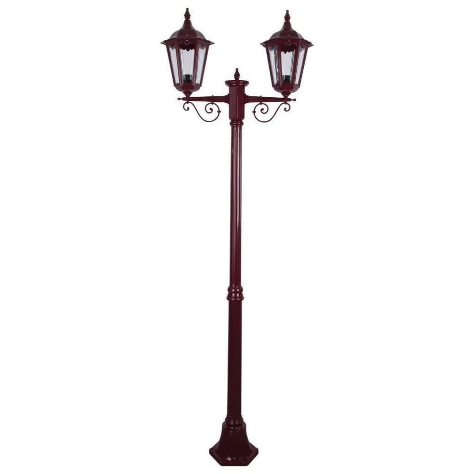 GT-137 Chester Twin Head Medium Post Light - Powder Coated Finish / B22 - Burgundy