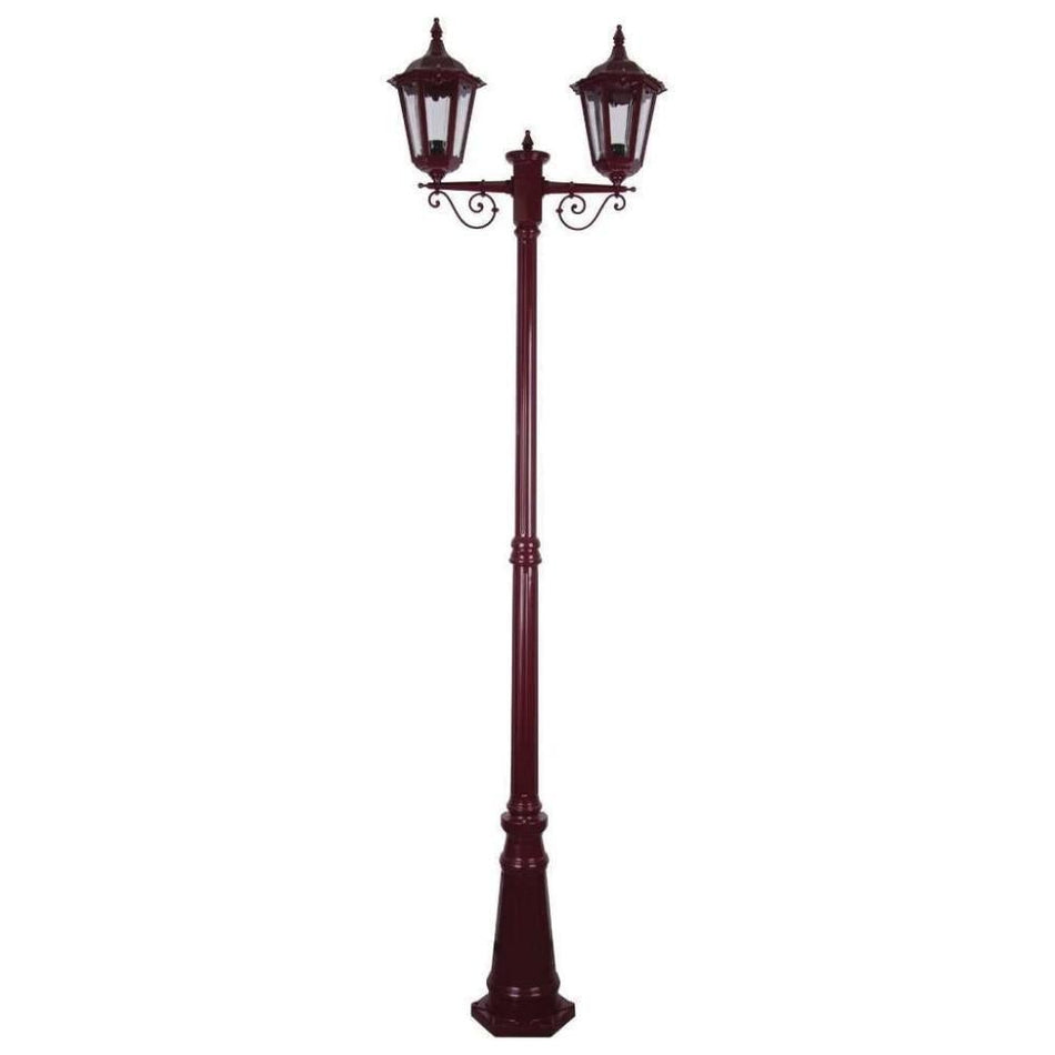GT-140 Chester Twin Head Tall Post Light - Powder Coated Finish / B22 - Burgundy