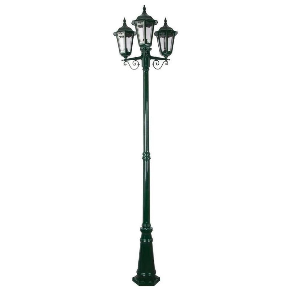 GT-142 Chester Three Head Tall Post Light - Powder Coated Finish / B22 - Green
