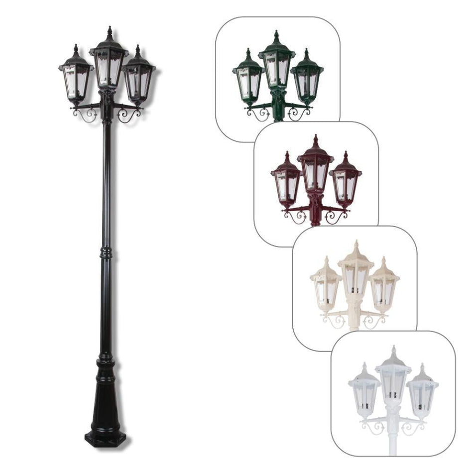 GT-142 Chester Three Head Tall Post Light - Powder Coated Finish / B22 - Beige