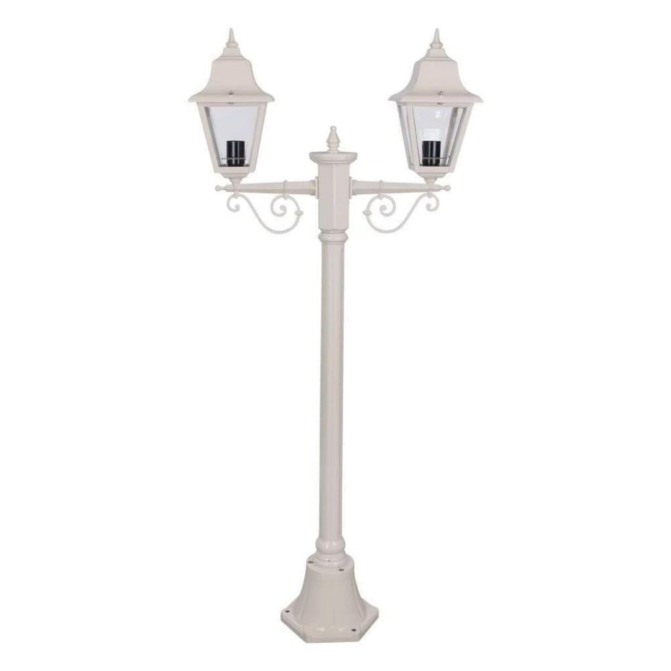 GT-235 Paris Twin Head Short Post Light - Powder Coated Finish / B22 - Beige