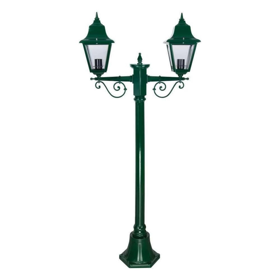 GT-235 Paris Twin Head Short Post Light - Powder Coated Finish / B22 - Green