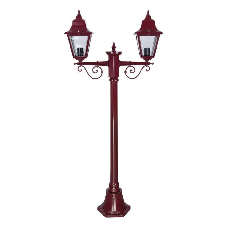 GT-235 Paris Twin Head Short Post Light - Powder Coated Finish / B22 - Burgundy