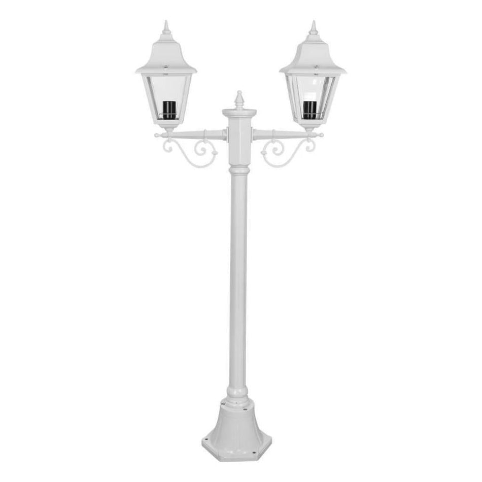 GT-235 Paris Twin Head Short Post Light - Powder Coated Finish / B22 - White
