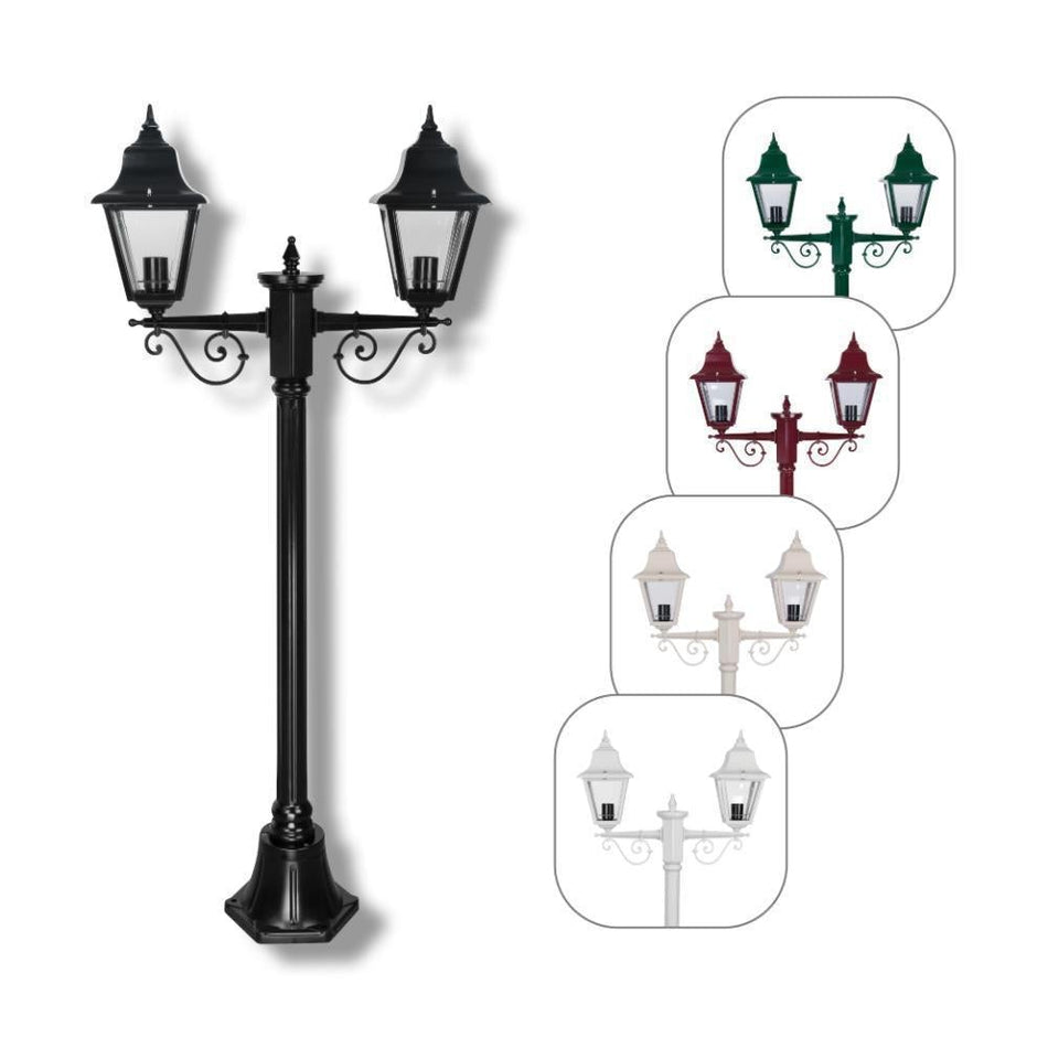 GT-235 Paris Twin Head Short Post Light - Powder Coated Finish / B22 - Beige
