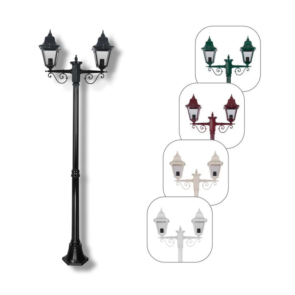 GT-237 Paris Twin Head Medium Post Light - Powder Coated Finish / B22 - Beige