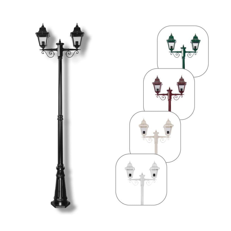 GT-240 Paris Twin Head Tall Post Light - Powder Coated Finish / B22 - Beige