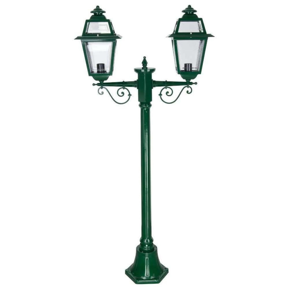 GT-275 Avignon Twin Head Short Post Light - Powder Coated Finish / B22 - Green