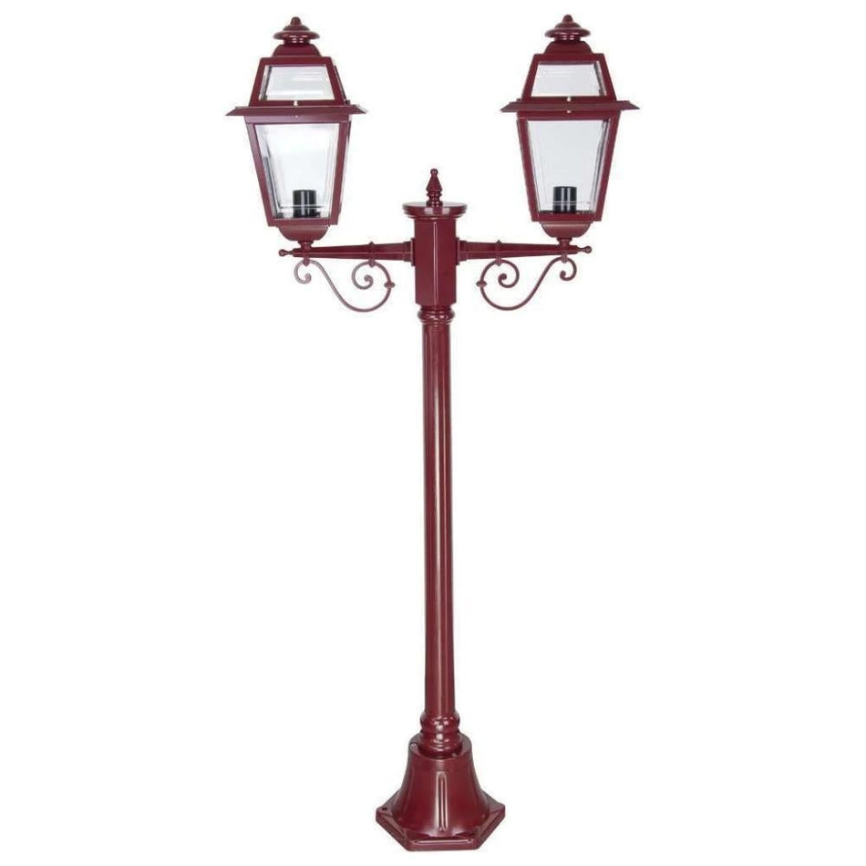 GT-275 Avignon Twin Head Short Post Light - Powder Coated Finish / B22 - Burgundy