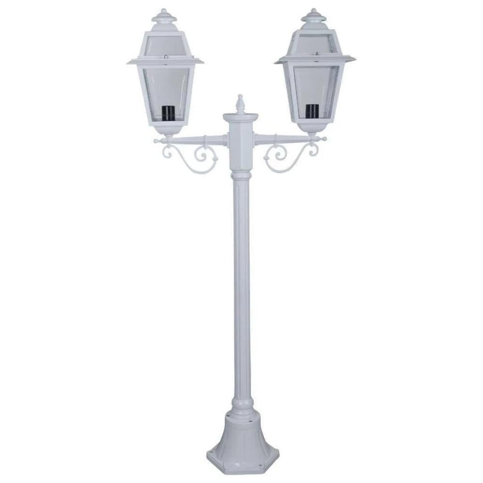 GT-275 Avignon Twin Head Short Post Light - Powder Coated Finish / B22 - White