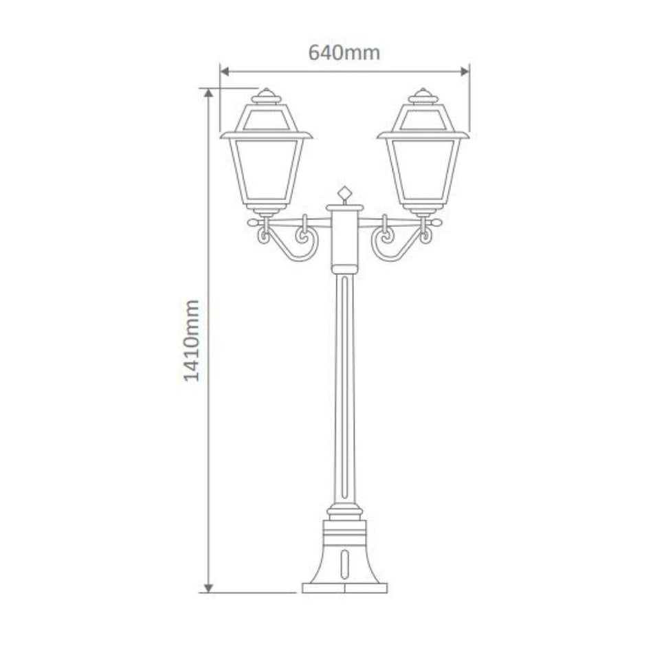 GT-275 Avignon Twin Head Short Post Light - Powder Coated Finish / B22 - Beige