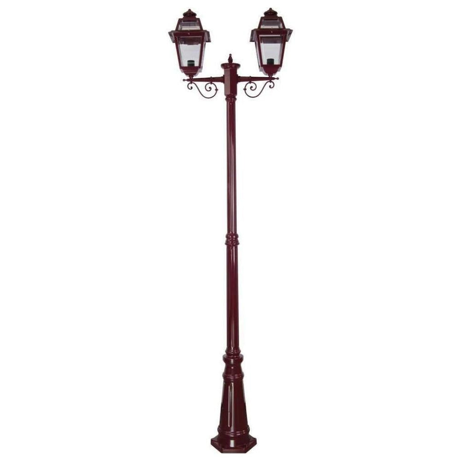 GT-280 Avignon Twin Head Tall Post Light - Powder Coated Finish / B22 - Burgundy