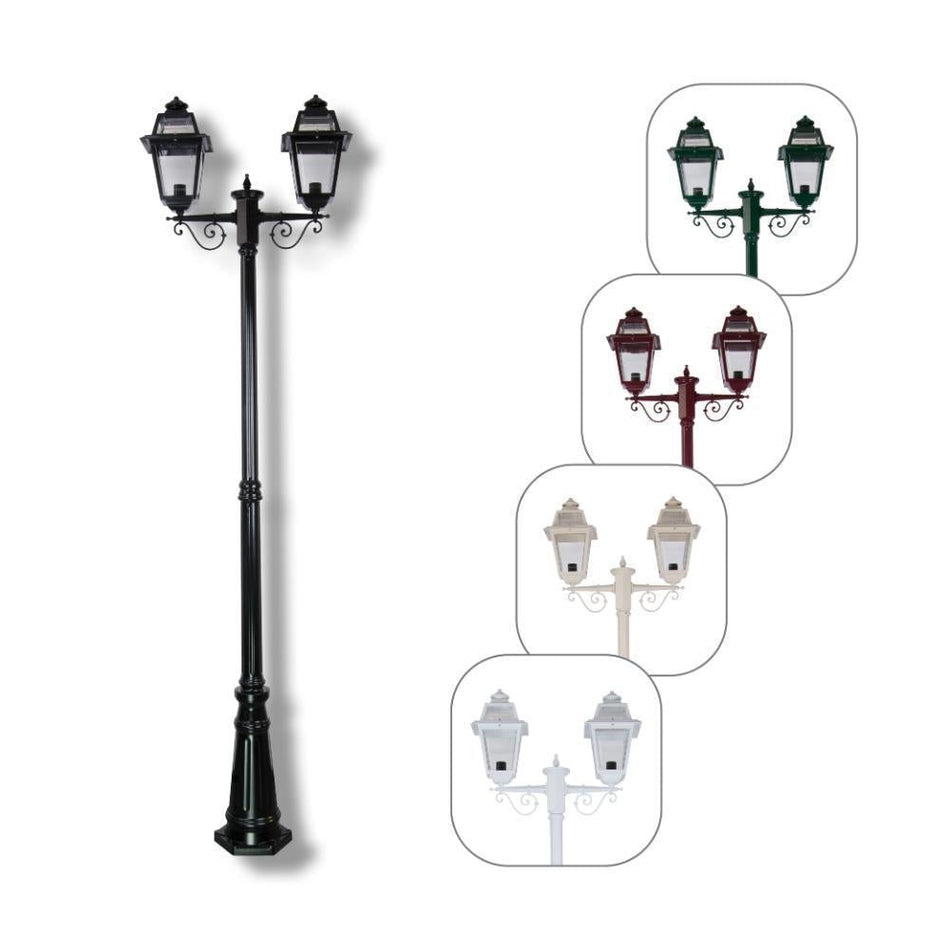 GT-280 Avignon Twin Head Tall Post Light - Powder Coated Finish / B22 - Beige