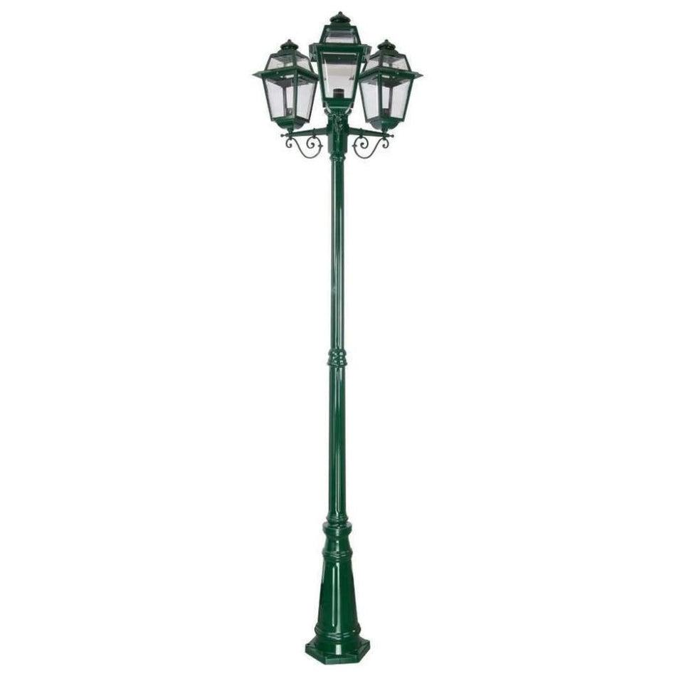 GT-282 Avignon Triple Head Tall Post Light - Powder Coated Finish / B22 - Green