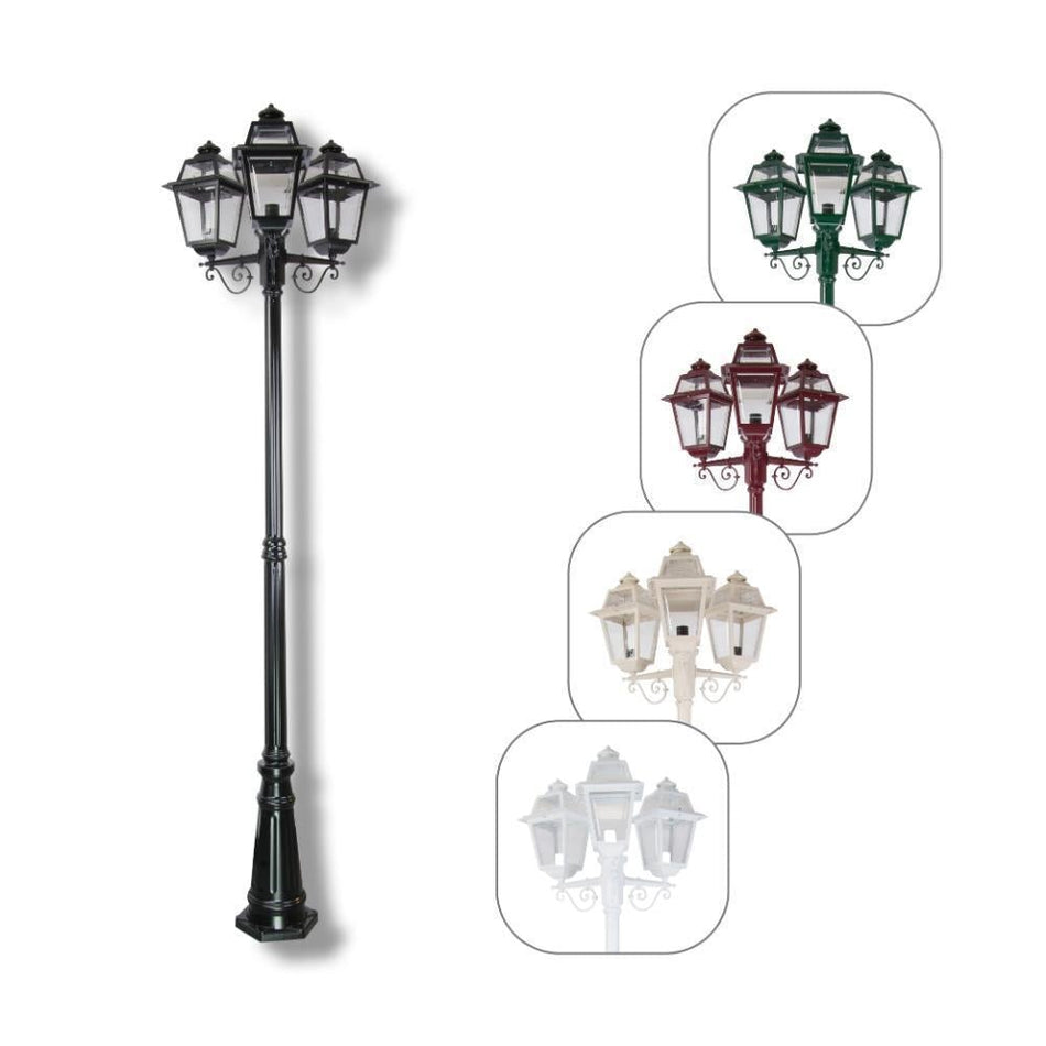 GT-282 Avignon Triple Head Tall Post Light - Powder Coated Finish / B22 - Beige