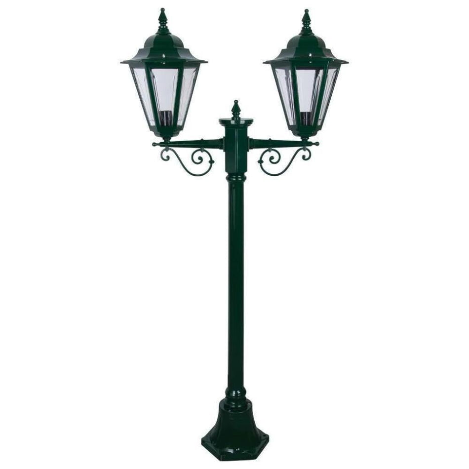GT-425 Turin Twin Head Short Post Light - Powder Coated Finish / B22 - Green