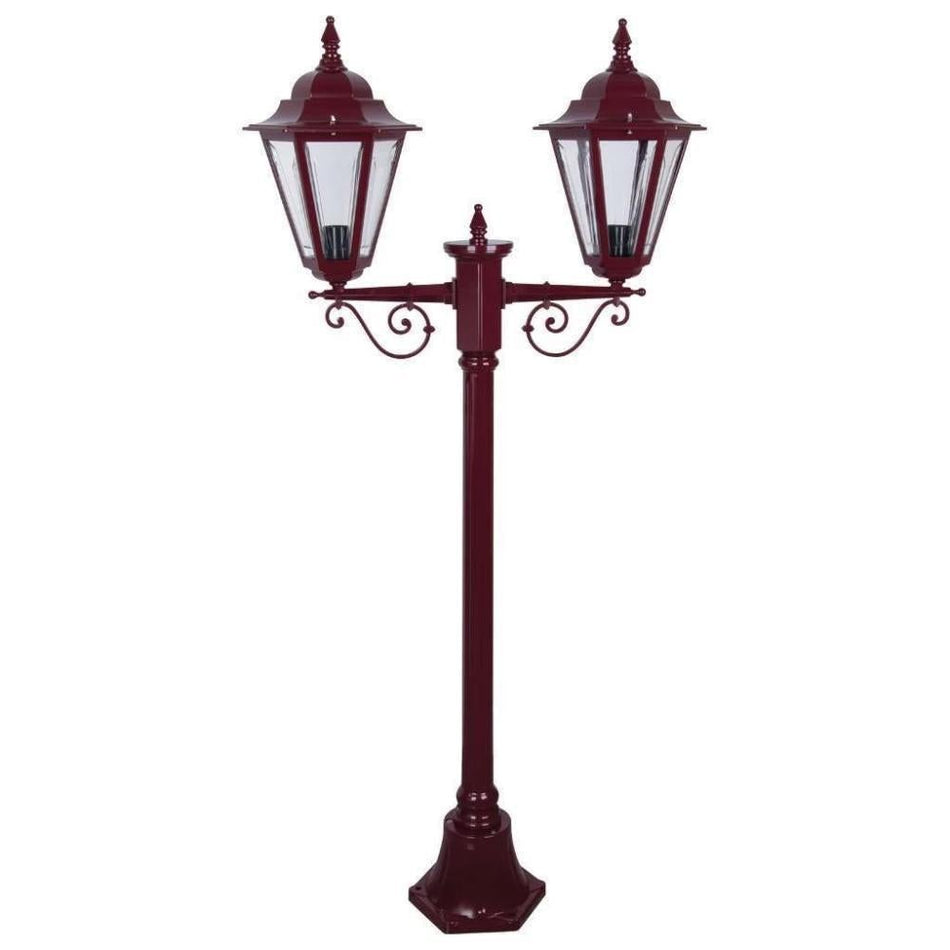GT-425 Turin Twin Head Short Post Light - Powder Coated Finish / B22 - Burgundy