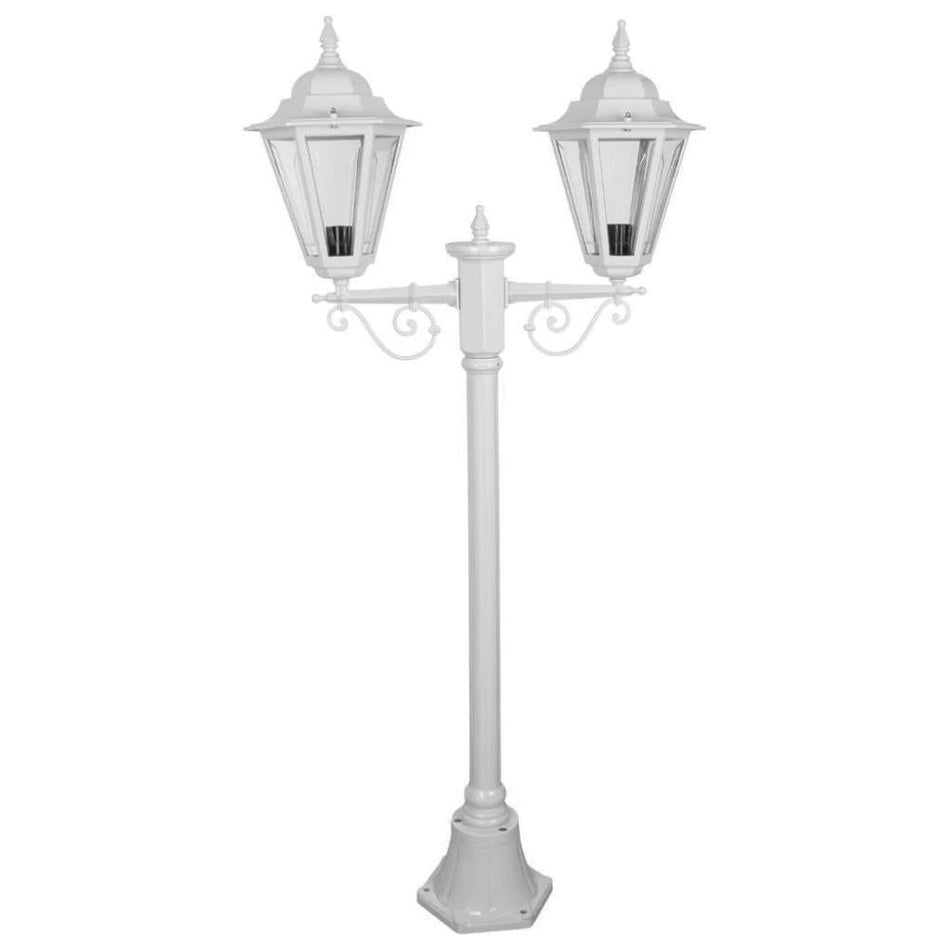 GT-425 Turin Twin Head Short Post Light - Powder Coated Finish / B22 - White