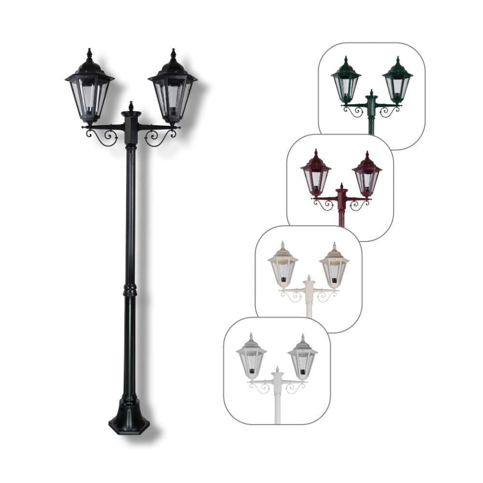 GT-427 Turin Twin Head Medium Post Light  - Powder Coated Finish / B22 - Black