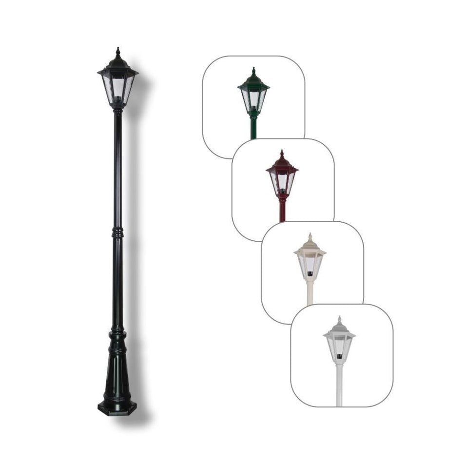 GT-428 Turin Single Head Tall Post Light - Powder Coated Finish / B22 - Black
