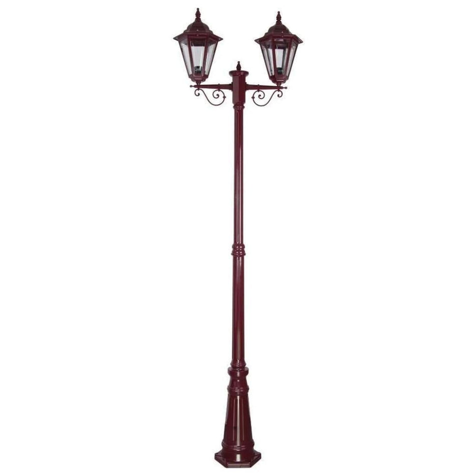 GT-430 Turin Twin Head Tall Post Light - Powder Coated Finish / B22 - Burgundy