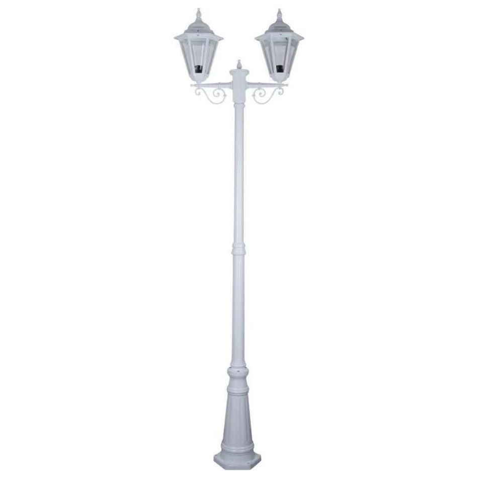 GT-430 Turin Twin Head Tall Post Light - Powder Coated Finish / B22 - White