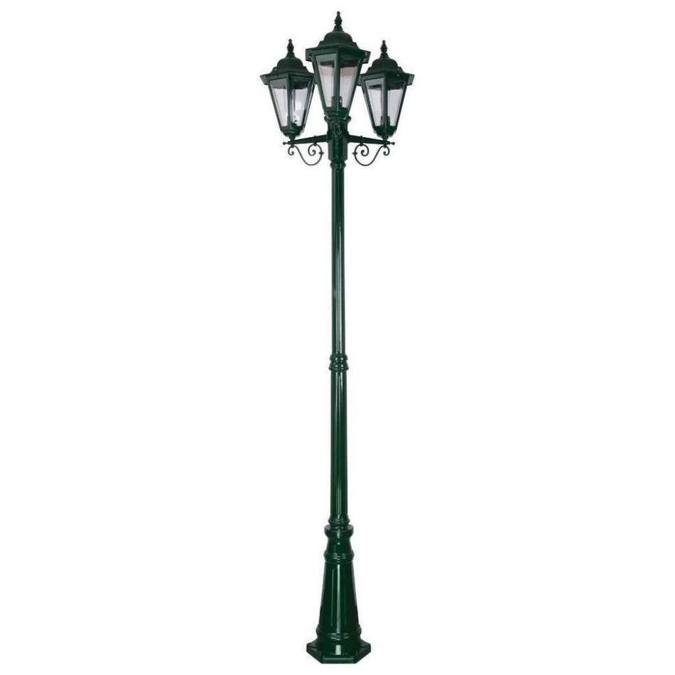 GT-432 Turin Triple Head Tall Post Light - Powder Coated Finish / B22 - Green