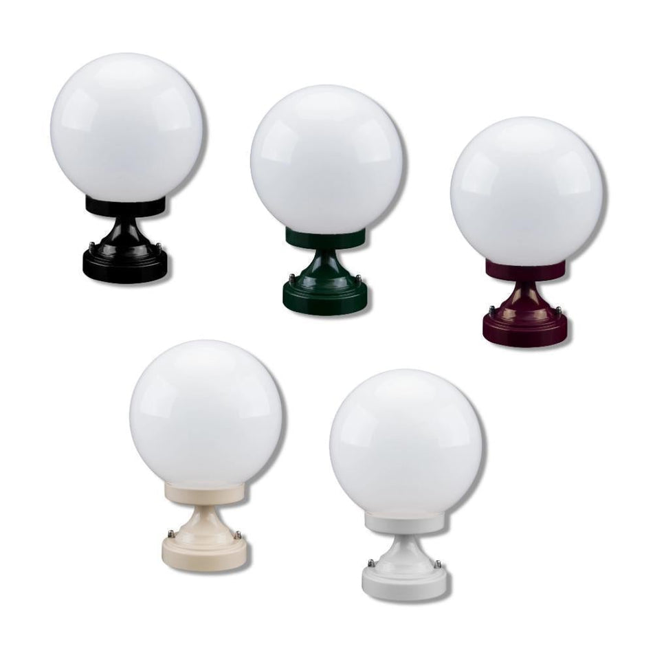 GT-530 Siena 20cm Sphere CTC Pillar Mount - Powder Coated Finish / E27 - White