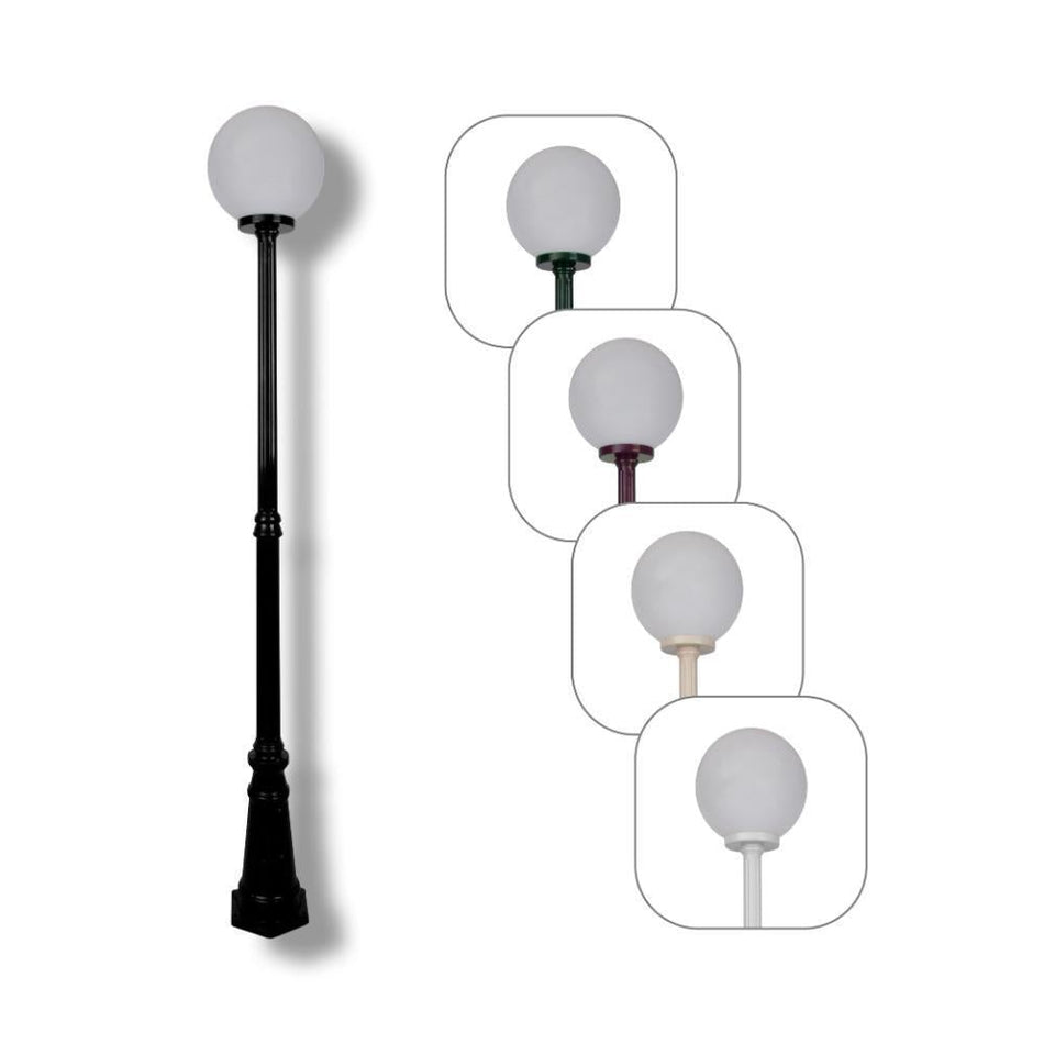 GT-558 Siena 30cm Sphere Tall Post - Powder Coated Finish / E27 - Black
