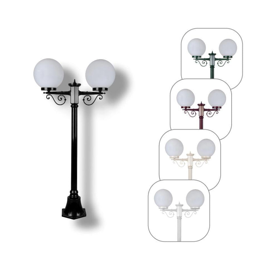 GT-567 Siena Twin 25cm Spheres Short Post - Powder Coated Finish / E27 - Black