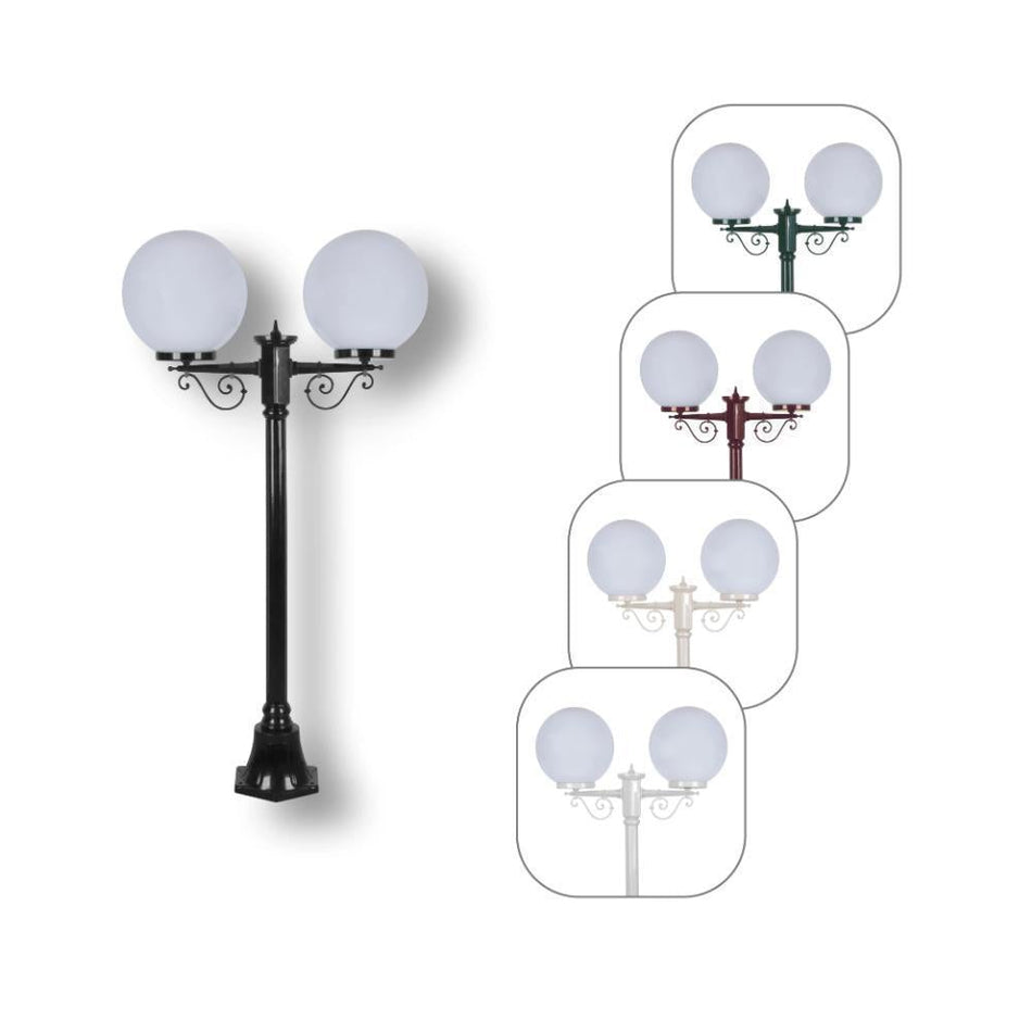 GT-568 Siena Twin 30cm Spheres Short Post - Powder Coated Finish / E27 - Black