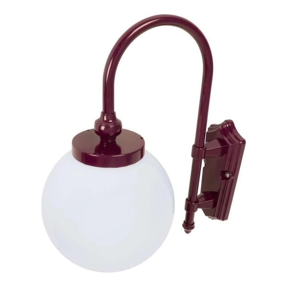GT-600 Lisbon - 25cm Sphere Curved Arm Wall Light - Burgundy