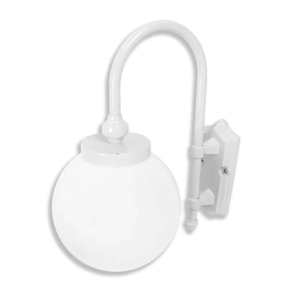GT-600 Lisbon - 25cm Sphere Curved Arm Wall Light - White