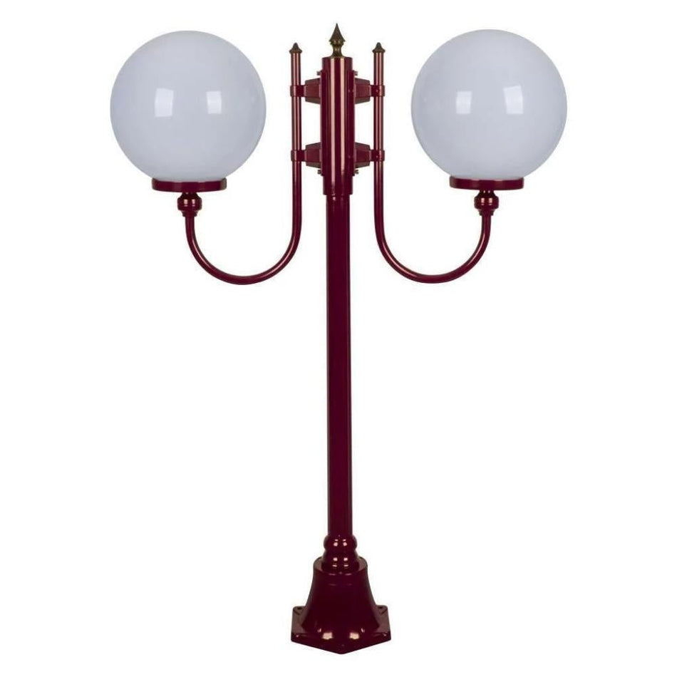 GT-609 Lisbon Twin 30cm Spheres Curved Arms Short Post Light - Powder Coated Finish / E27 - Burgundy