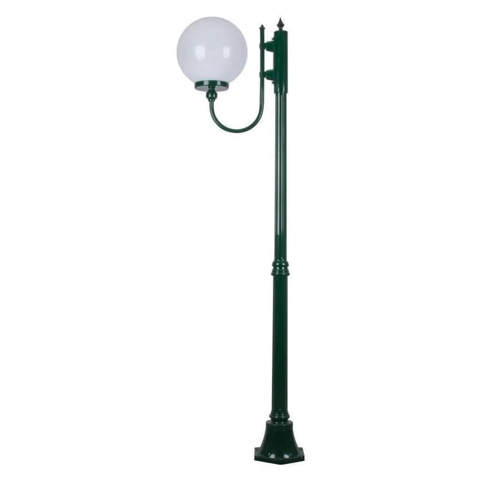 GT-613 Lisbon 30cm Sphere Curved Arm Medium Post Light - Powder Coated Finish / E27 -Green
