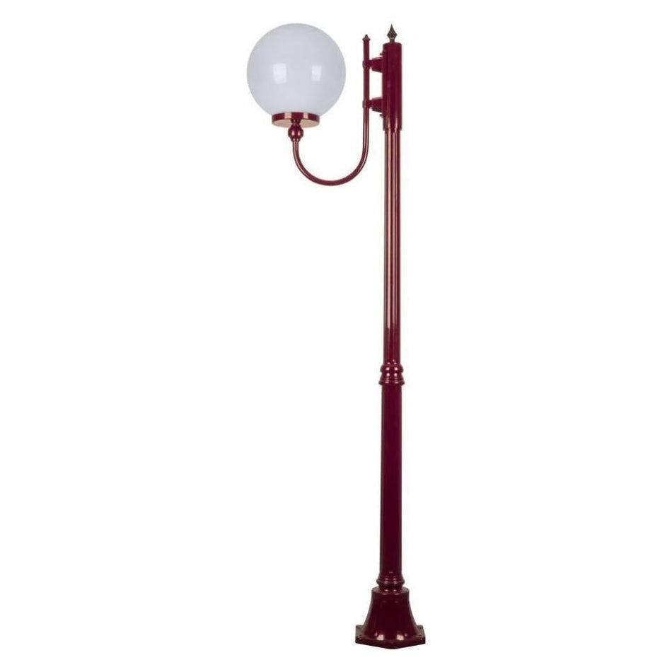 GT-613 Lisbon 30cm Sphere Curved Arm Medium Post Light - Powder Coated Finish / E27 - Burgundy