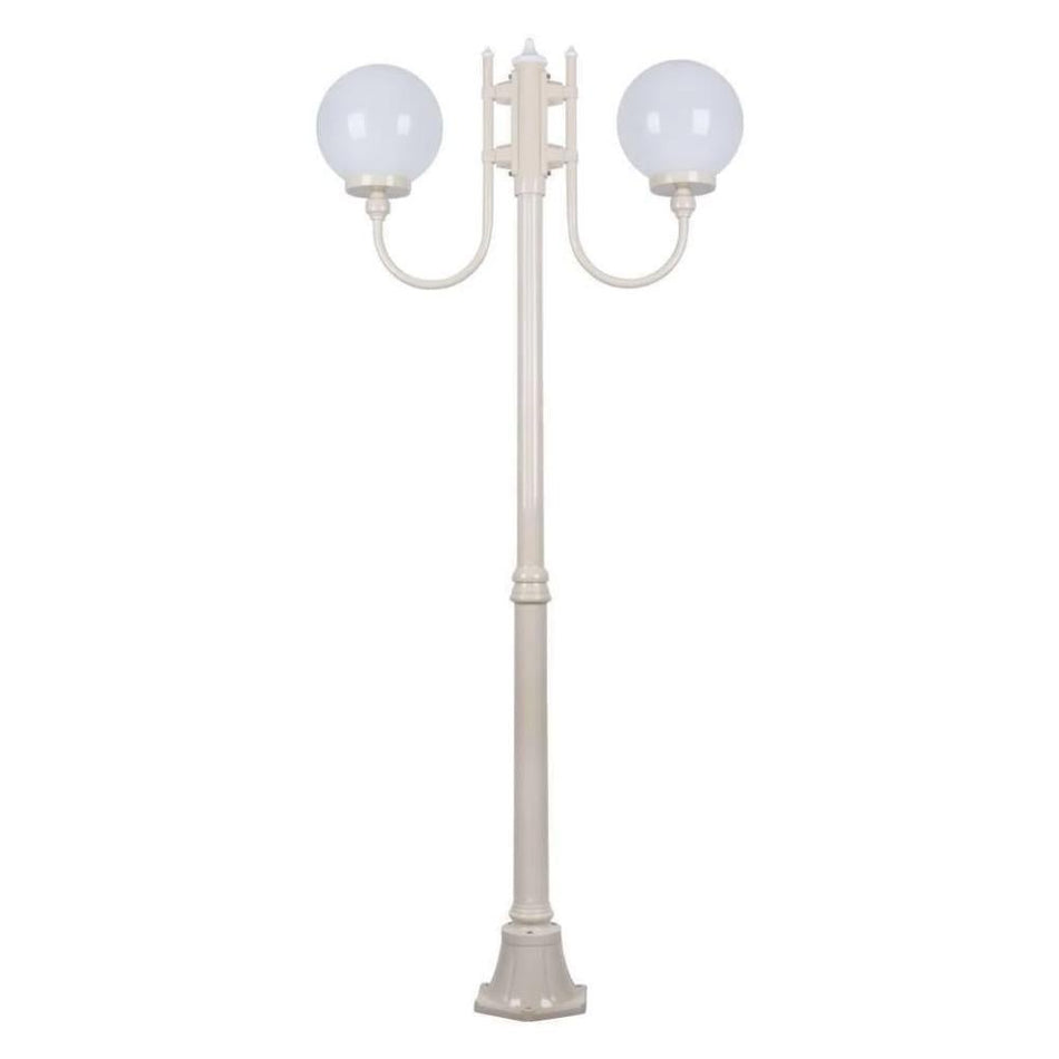 GT-614 Lisbon Twin Head 25cm Sphere Curved Arm Medium Post Light - Powder Coated Finish / E27 - Beige