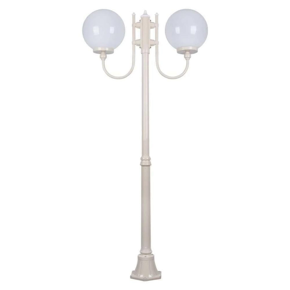 GT-615 Lisbon Twin 30cm Sphere Curved Arms Medium Post Light - Powder Coated Finish / E27 - Beige