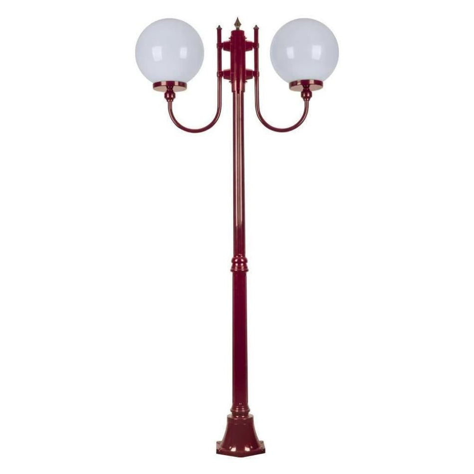 GT-615 Lisbon Twin 30cm Sphere Curved Arms Medium Post Light - Powder Coated Finish / E27 - Burgundy