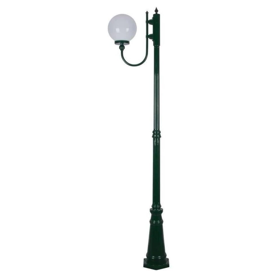 GT-618 Lisbon 25cm Sphere Curved Arm Tall Post Light - Powder Coated Finish / E27 - Green