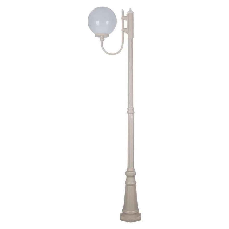 GT-619 Lisbon 30cm Sphere Curved Arm Tall Post Light - Black Finish / E27 - Beige