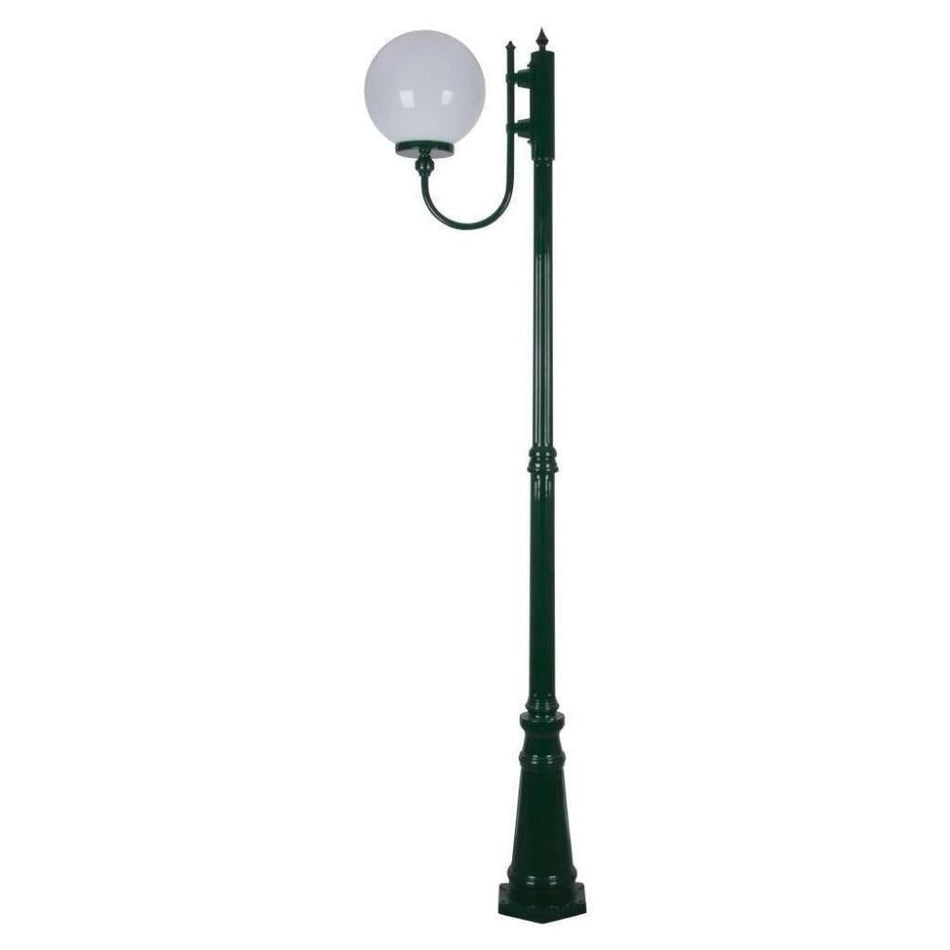 GT-619 Lisbon 30cm Sphere Curved Arm Tall Post Light - Black Finish / E27 - Green