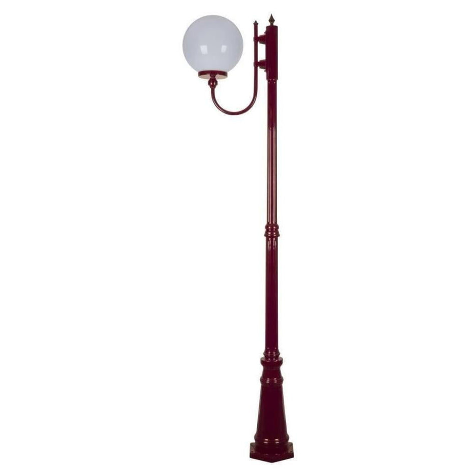 GT-619 Lisbon 30cm Sphere Curved Arm Tall Post Light - Black Finish / E27 - Burgundy
