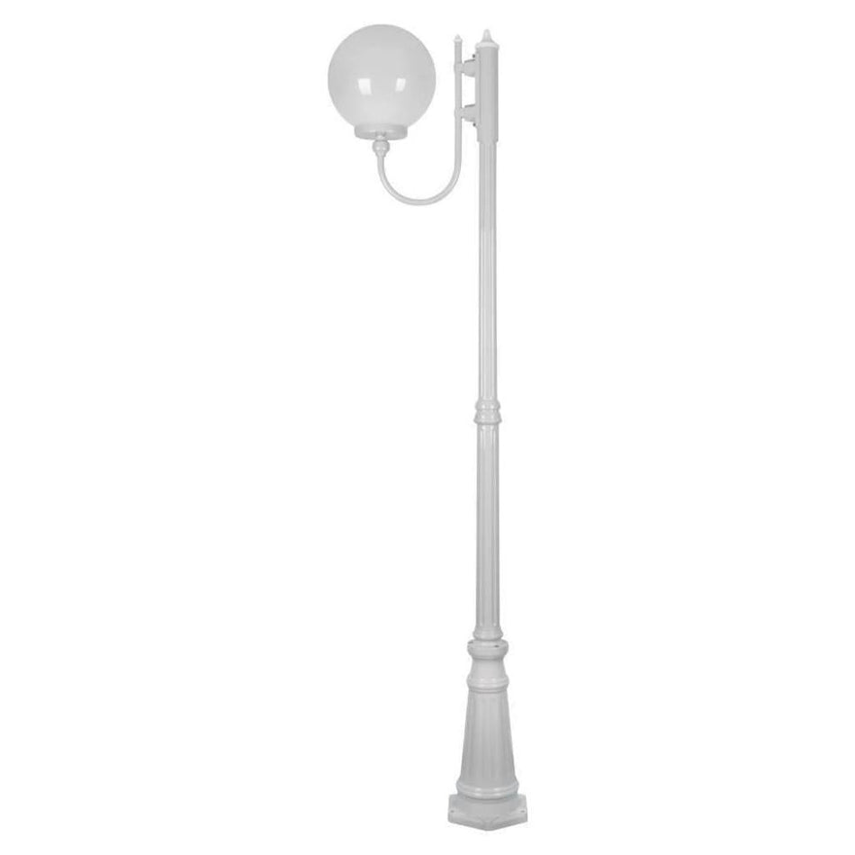 GT-619 Lisbon 30cm Sphere Curved Arm Tall Post Light - Black Finish / E27 - White