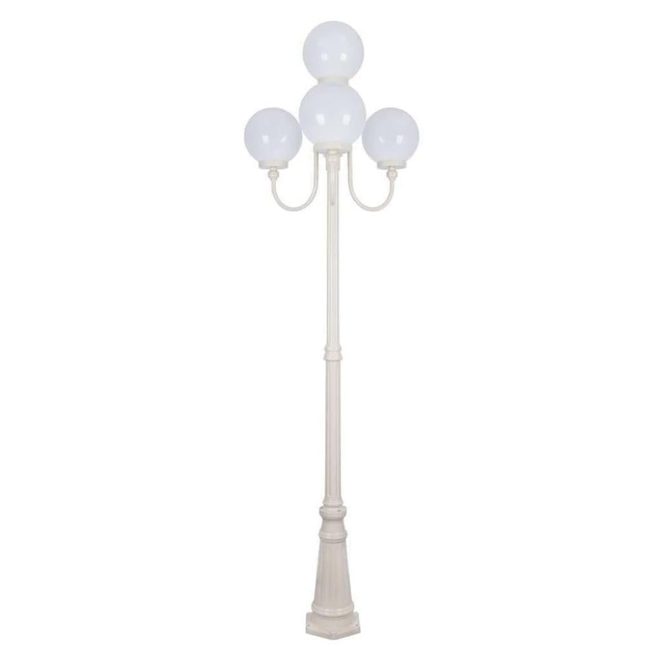 GT-626 Lisbon Four 25cm Spheres Curved Arms Tall Post Light - Powder Coated Finish / E27 - Beige