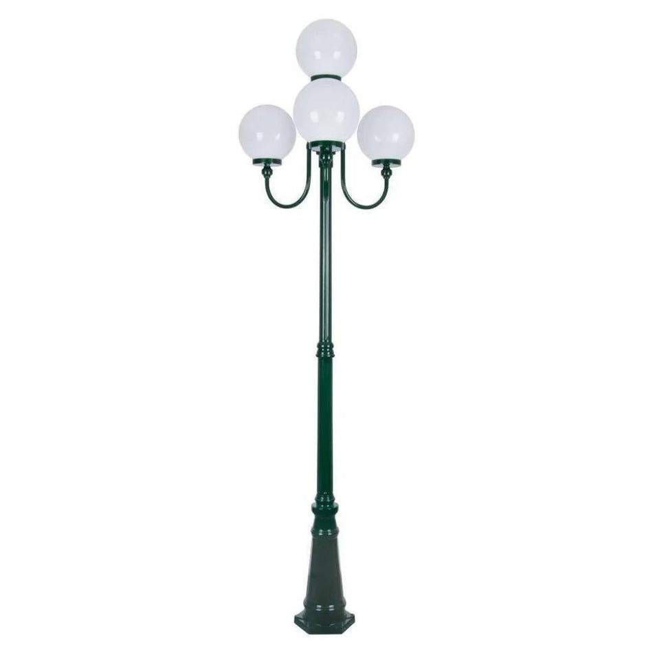 GT-626 Lisbon Four 25cm Spheres Curved Arms Tall Post Light - Powder Coated Finish / E27 - Green